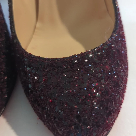 Christian louboutin Ron Ron oxblood dark cherry glitter red sole heels size 6 - Picture 10 of 15